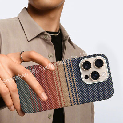 Kundenspezifisches Sonnenuntergang Muster Super dünne Aramid Carbonfaser Mobildeckel für iPhone 17 Pro