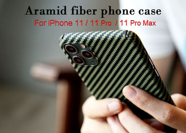 Aramid-Fall-Kohlenstoff-Faser-Telefon-Kasten iPhone 11 des gelben und schwarzen Twills Matt