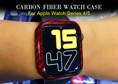Leichtes rotes glattes Kohlenstoff-Faser-Apple-Uhrgehäuse 44mm